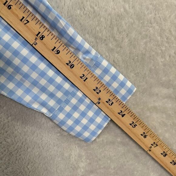 Mizzen & Main Leeward Mens M Trim Fit LS Button Up Stretch Blue Gingham Check - Picture 5 of 7